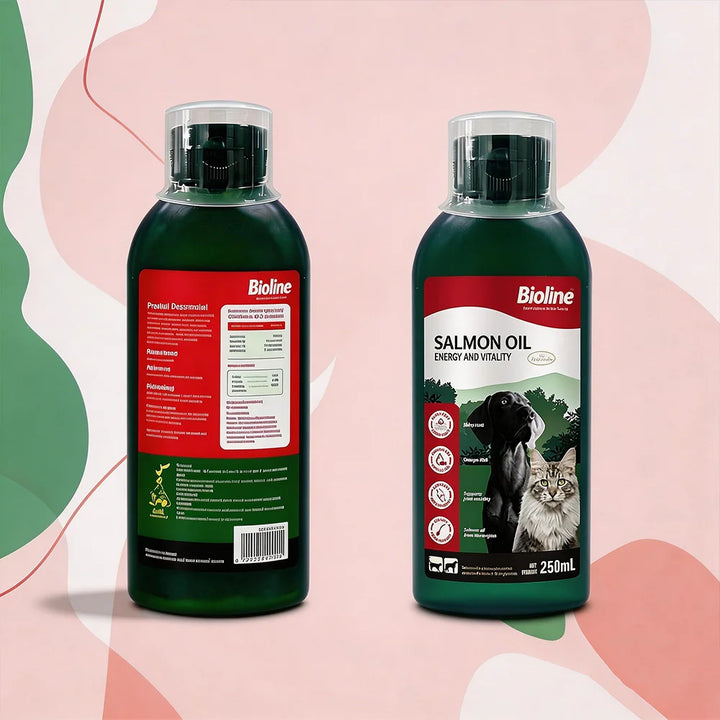 Bioline 250ml SALMON OIL Fish Oil for Dogs & Cats Omega 3 Fatty Acids EPA & DHA for Pets Sensitive Skin Coat Health 8.45 oz