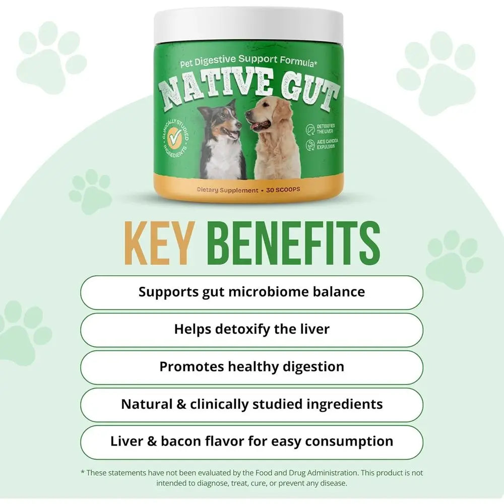 Natural Probiotic Supplement or Pets, Supports Digestive & Gut Microbiome, 8 Probiotic Strains, Powder orm, 30 Scoops (3)