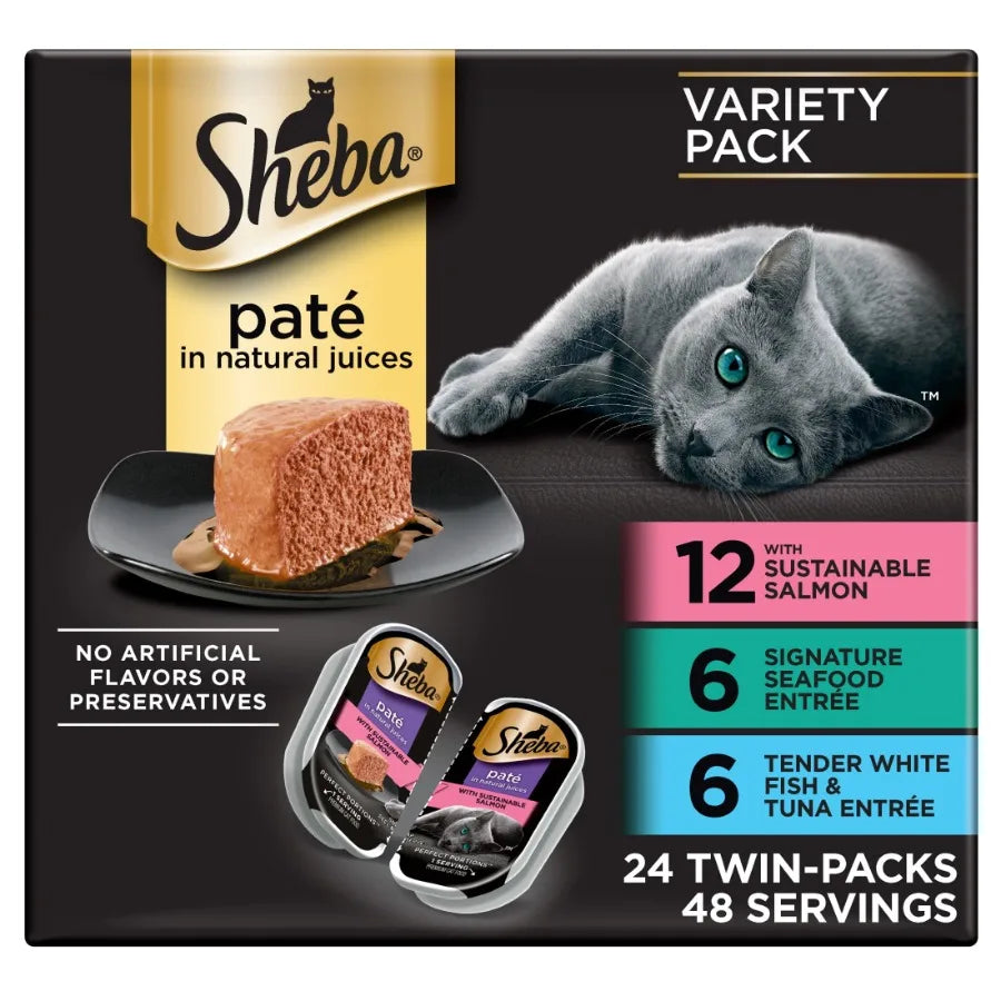 Perfect Portions Variety Pack Wet Cat Food Pate 2.6 oz Twin-Pack Trays Mix of Flavors and Textures for Delightful Dining Experi