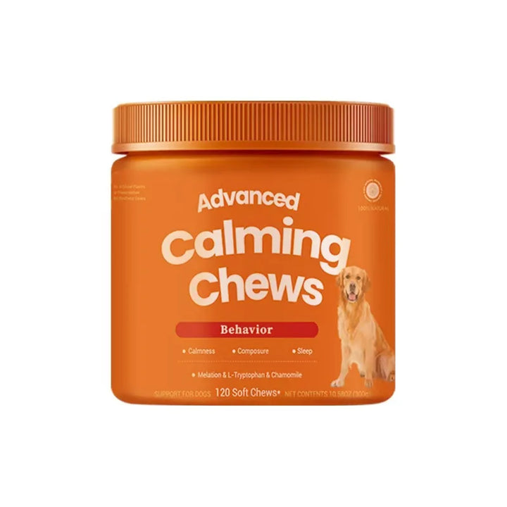 120PCS Dog Calming Chews Natural Anxiety Relief Treats with Melatonin L-Tryptophan & Chamomile Calming Supplements for Dogs