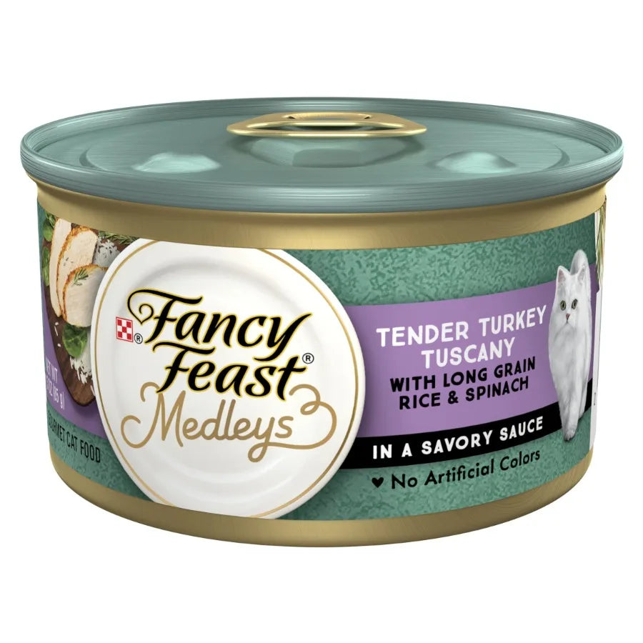 Purina Medleys Kitten Food Wet Cat Food Turkey Tuscany in Spinach 3 oz Cans 24 Pack
