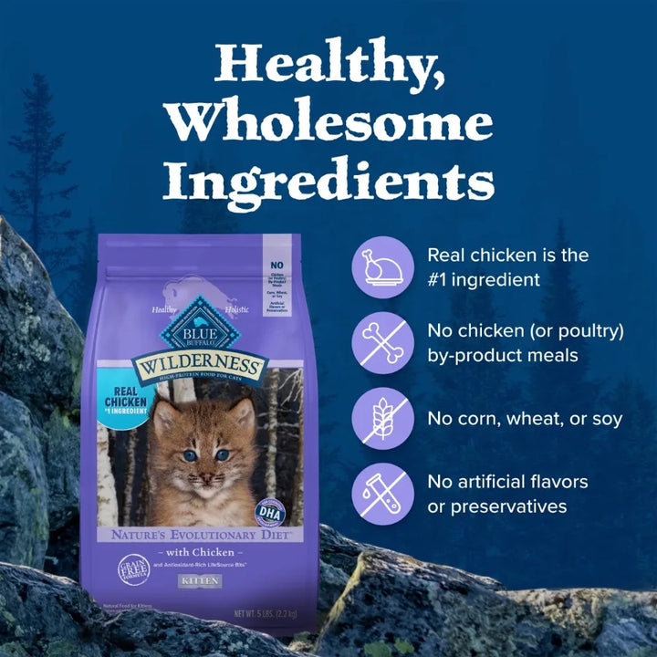 Wilderness Natural Kitten Dry Cat Food High-Protein Chicken 4-lb. Bag