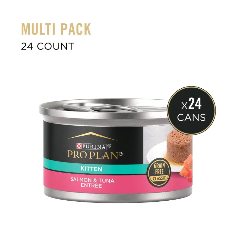 Grain-Free Salmon and Tuna Wet Cat Food for Kittens 3 oz Cans 24 Pack
