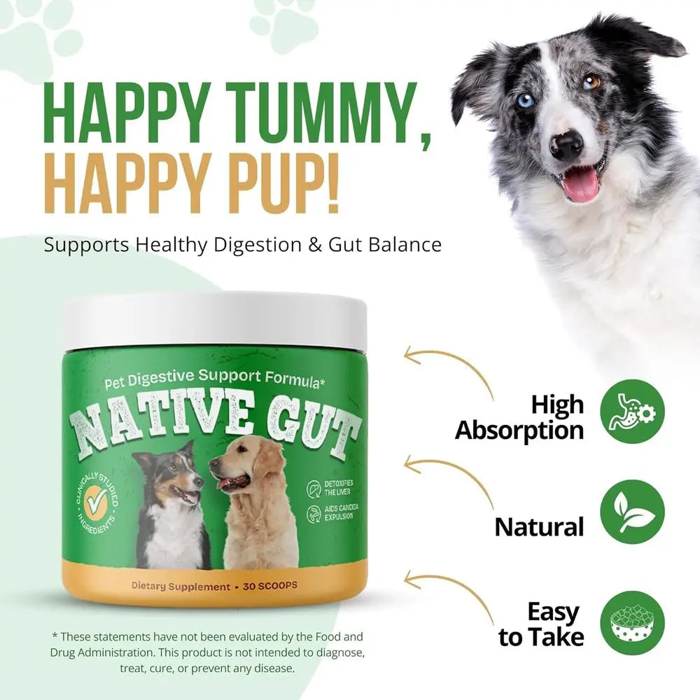 Natural Probiotic Supplement or Pets, Supports Digestive & Gut Microbiome, 8 Probiotic Strains, Powder orm, 30 Scoops (3)