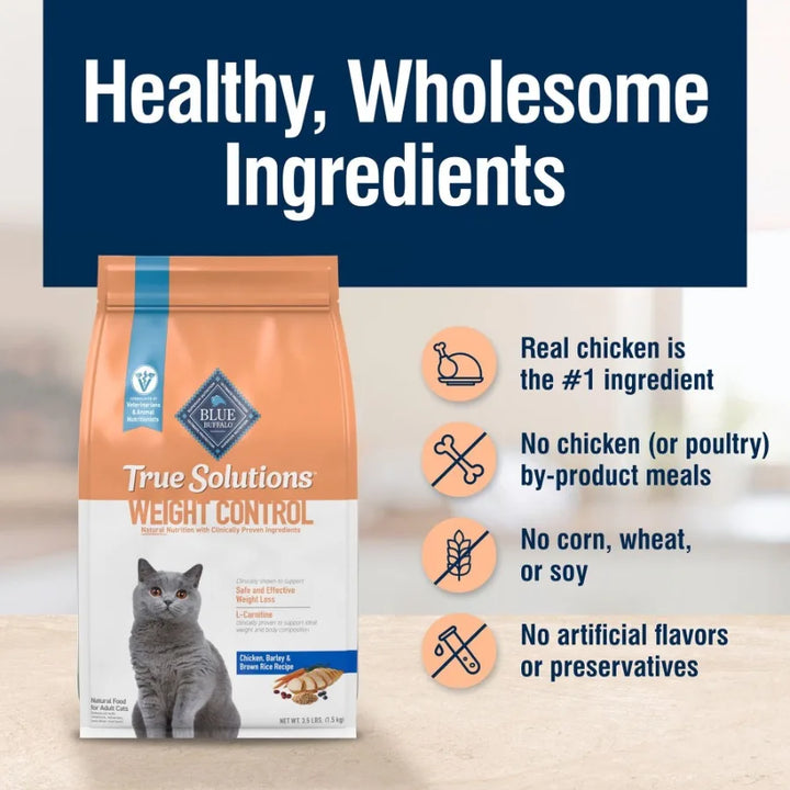 True Solutions Weight Control Natural Dry Cat Food Chicken 3.5-lb. Bag