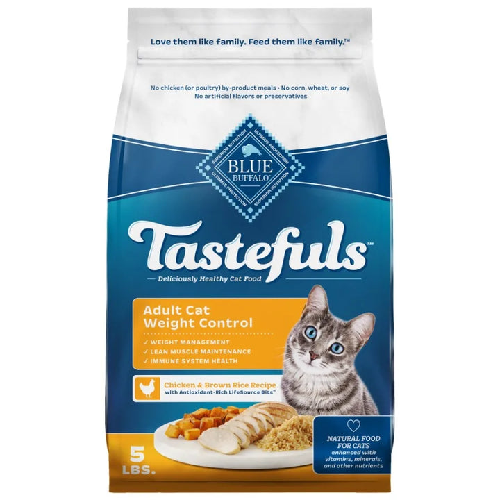 Tastefuls Natural Dry Cat Food for Weight Control 5-lb Bag High-Protein Chicken Flavor Grain-Free Formula