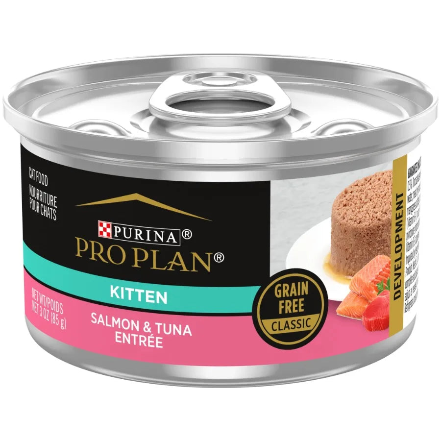 Grain-Free Salmon and Tuna Wet Cat Food for Kittens 3 oz Cans 24 Pack