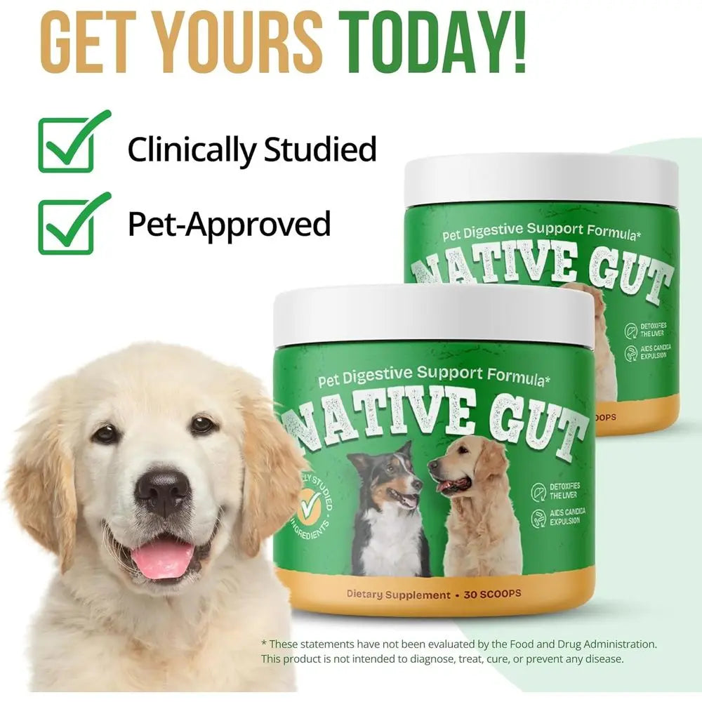 Natural Probiotic Supplement or Pets, Supports Digestive & Gut Microbiome, 8 Probiotic Strains, Powder orm, 30 Scoops (3)