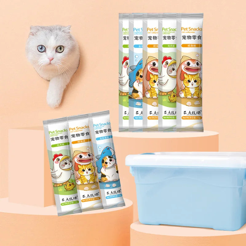 Pet kitten snacks cat strips nutritional paste cat food dried fish salmon tuna fattening kitten adult cat canned food