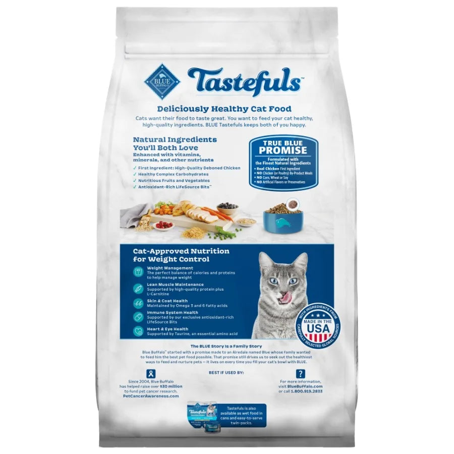 Tastefuls Natural Dry Cat Food for Weight Control 5-lb Bag High-Protein Chicken Flavor Grain-Free Formula