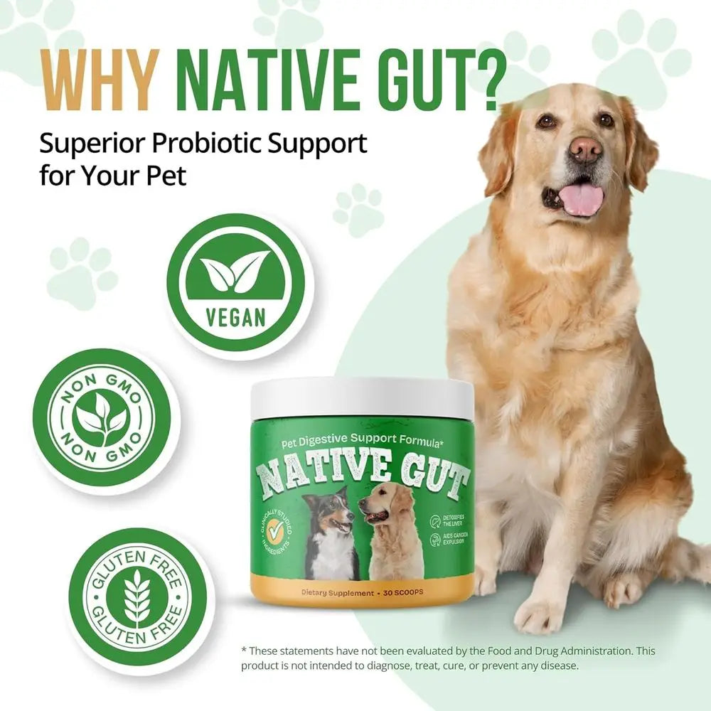 Natural Probiotic Supplement or Pets, Supports Digestive & Gut Microbiome, 8 Probiotic Strains, Powder orm, 30 Scoops (3)