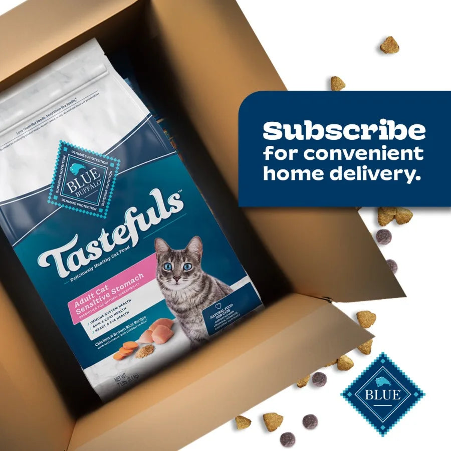 Tastefuls Dry Cat Food for Sensitive Stomach with Chicken and Brown Rice 5-lb Bag High-Quality Ingredients Easy to Digest