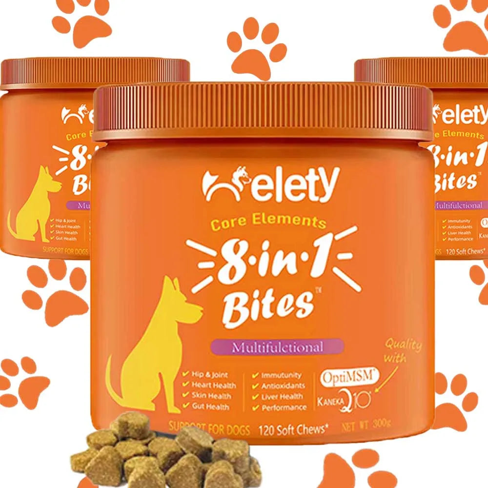 Dog Multivitamin, Chewable Dog Vitamins and Supplements for Hip & Joints, Skin & Coat, Omega 3 Fish Oil for Dogs- Senior & Puppy