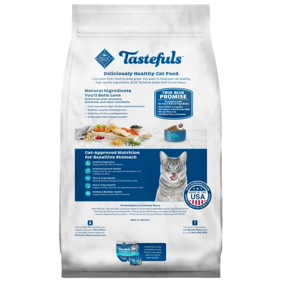 Tastefuls Dry Cat Food for Sensitive Stomach with Chicken and Brown Rice 5-lb Bag High-Quality Ingredients Easy to Digest